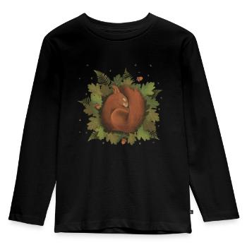 schlafendes Eichhörnchen - Kinder Premium Bio Langarmshirt - Schwarz - Vorne - AI Model Kid Male (0cm)