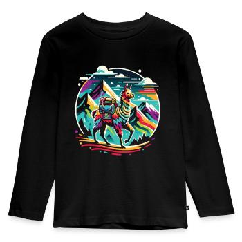 Expedition Lama: Mountain Adventure - Kids' Premium Longsleeve Shirt - black - Front - AI Model Kid Male (0cm)