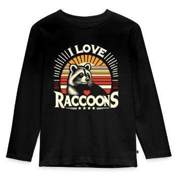 Nostalgic raccoon: "I love Racoons" - Kids' Premium Longsleeve Shirt - black - Front - AI Model Kid Male (0cm)