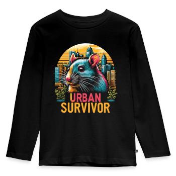 Rat in the Urban Jungle: "Urban Survivor" - Kids' Premium Longsleeve Shirt - black - Front - AI Model Kid Male (0cm)