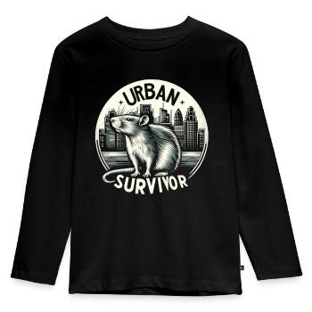 Rat in the Metropolis: Urban Wilderness - Kids' Premium Longsleeve Shirt - black - Front - AI Model Kid Male (0cm)