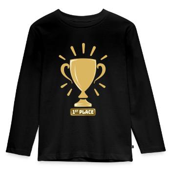 1ère place Gagnant Or Gagnant Gagnant Première victoire - T-shirt manches longues Premium Enfant - noir - Devant - AI Model Kid Male (0cm)