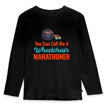 Man Kann Mich Einen Rollstuhl-marathonläufer Mit - Kinder Premium Bio Langarmshirt - Schwarz - Vorne - AI Model Kid Male (0cm)
