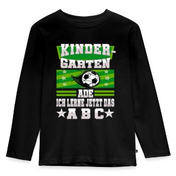Bye Kindergarten Fußball Kita Abgänger Junge - Kinder Premium Bio Langarmshirt - Schwarz - Vorne - AI Model Kid Male (0cm)