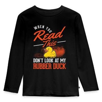 Rubber Duck Gift Rubber Duck Rubber Duck - Kids' Premium Longsleeve Shirt - black - Front - AI Model Kid Male (0cm)