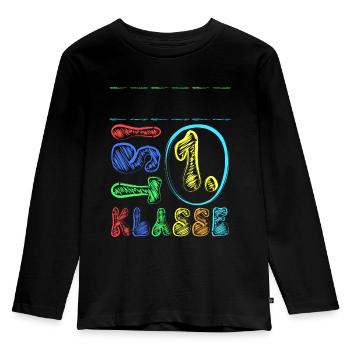 1. Klasse Name Personalisierbar Einschulung Schule - Kinder Premium Bio Langarmshirt - Schwarz - Vorne - AI Model Kid Male (0cm)