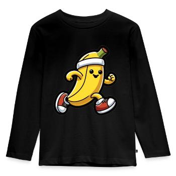 Banana at a running pace - Kids' Premium Longsleeve Shirt - black - Front - AI Model Kid Male (0cm)