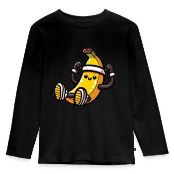La banane sportive fait des croquants - T-shirt manches longues Premium Enfant - noir - Devant - AI Model Kid Male (0cm)