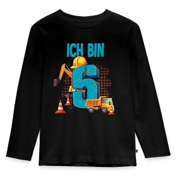 Baumaschinen 5 Geburtstag - Kinder Premium Bio Langarmshirt - Schwarz - Vorne - AI Model Kid Male (0cm)