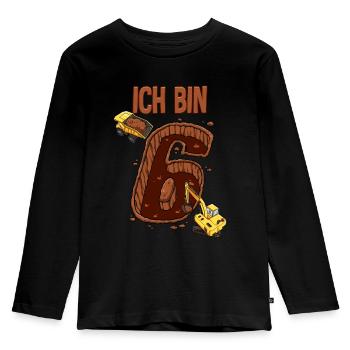 Baumaschinen 6 Geburtstag - Kinder Premium Bio Langarmshirt - Schwarz - Vorne - AI Model Kid Male (0cm)