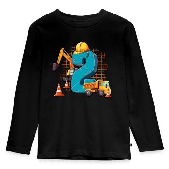 Construction Machinery 2nd Birthday - Kids' Premium Longsleeve Shirt - black - Front - AI Model Kid Male (0cm)
