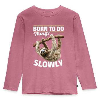 Drôle paresseux paresseux Né pour faire les choses lentement - T-shirt manches longues Premium Enfant - mauve - Devant - AI Model Kid Female (0cm)