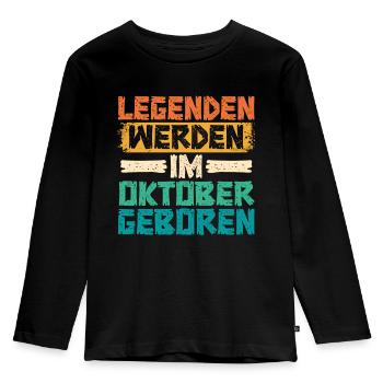 Legends are born in October - Kids' Premium Longsleeve Shirt - black - Front - AI Model Kid Male (0cm)