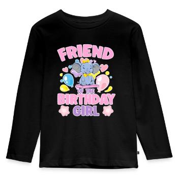 Ami de la fête de famille d’éléphant de fille d’anniversaire - T-shirt manches longues Premium Enfant - noir - Devant - AI Model Kid Male (0cm)