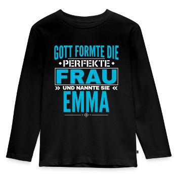Conception du nom d’Emma - T-shirt manches longues Premium Enfant - noir - Devant - AI Model Kid Male (0cm)