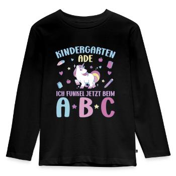 Bye Kindergarten Einhorn Kita Abgänger Mädchen - Kinder Premium Bio Langarmshirt - Schwarz - Vorne - AI Model Kid Male (0cm)