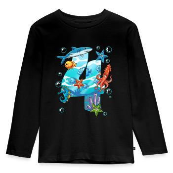 4th Birthday Sea Creatures - Kids' Premium Longsleeve Shirt - black - Front - AI Model Kid Male (0cm)