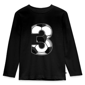 3ème anniversaire Football - T-shirt manches longues Premium Enfant - noir - Devant - AI Model Kid Male (0cm)