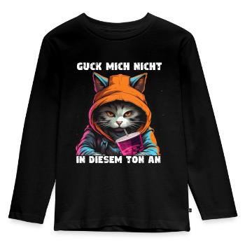 Schau mich nicht in diesem Ton an! - Kinder Premium Bio Langarmshirt - Schwarz - Vorne - AI Model Kid Male (0cm)