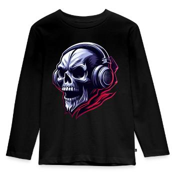 Skull Illustration - Kids' Premium Longsleeve Shirt - black - Front - AI Model Kid Male (0cm)