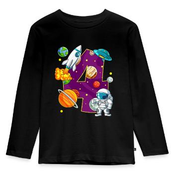 4 Anniversaire Astronaute de l’espace 4 ans - T-shirt manches longues Premium Enfant - noir - Devant - AI Model Kid Male (0cm)