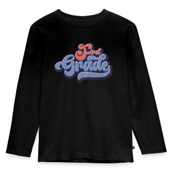1ère Année Drôle École Primaire Tenue Groovy Fille - T-shirt manches longues Premium Enfant - noir - Devant - AI Model Kid Male (0cm)