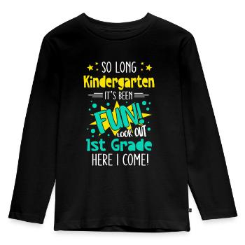 Inscription à l’école de 1ère année drôle disant jeune école - T-shirt manches longues Premium Enfant - noir - Devant - AI Model Kid Male (0cm)