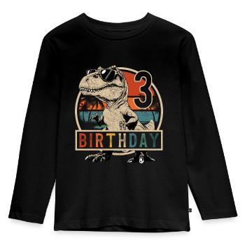 T-Rex Sunglasses 3 Years Boy 3rd Birthday - Kids' Premium Longsleeve Shirt - black - Front - AI Model Kid Male (0cm)