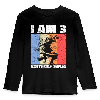 3ème anniversaire Ninja Retro Boy 3 ans cadeau - T-shirt manches longues Premium Enfant - noir - Devant - AI Model Kid Male (0cm)