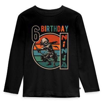 Cadeau Rétro Ninja 6e anniversaire 6 ans garçon - T-shirt manches longues Premium Enfant - noir - Devant - AI Model Kid Male (0cm)