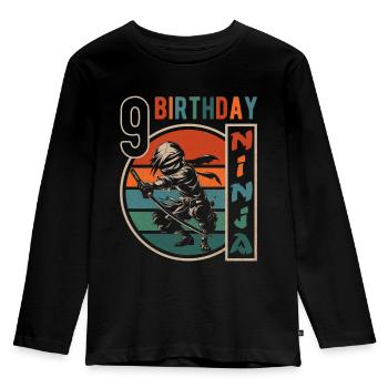 Retro Ninja 9e anniversaire 9 ans garçon cadeau - T-shirt manches longues Premium Enfant - noir - Devant - AI Model Kid Male (0cm)