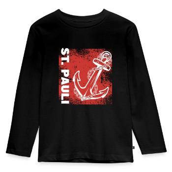 Hamburg Tshirt Geschenk Moin Hamburch Fußball - Kinder Premium Bio Langarmshirt - Schwarz - Vorne - AI Model Kid Male (0cm)