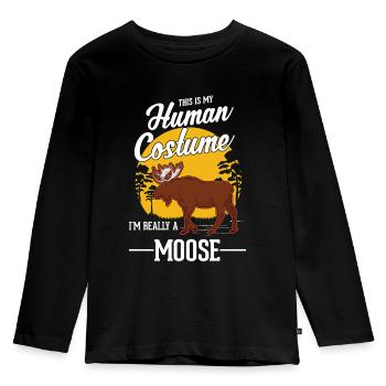 Mosses Human Costume Moose Halloween - Kids' Premium Longsleeve Shirt - black - Front - AI Model Kid Male (0cm)