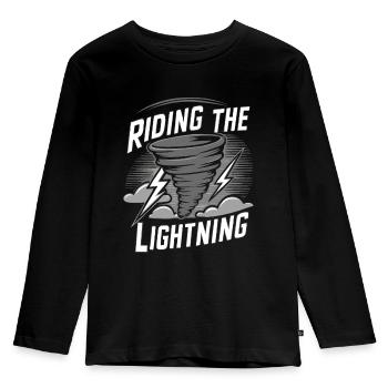 Experience the fascinating world of tornado hunting - Kids' Premium Longsleeve Shirt - black - Front - AI Model Kid Male (0cm)