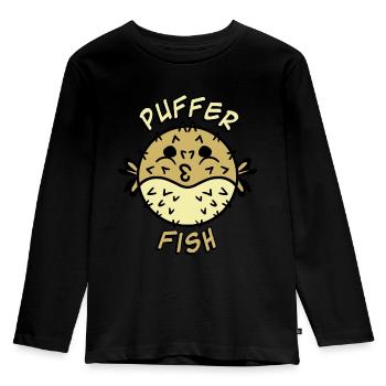 Puffer Fish Pufferfish - Kids' Premium Longsleeve Shirt - black - Front - AI Model Kid Male (0cm)