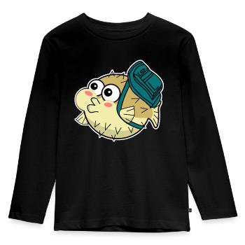 Puffer Fish with Backpack - Kids' Premium Longsleeve Shirt - black - Front - AI Model Kid Male (0cm)