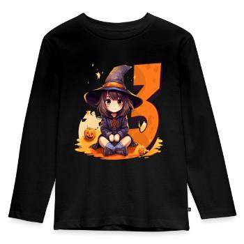 Hexen-geburtstagskostüm – Drei Jahre - Kinder Premium Bio Langarmshirt - Schwarz - Vorne - AI Model Kid Male (0cm)