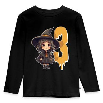 Hexen-geburtstagskostüm – Drei Jahre - Kinder Premium Bio Langarmshirt - Schwarz - Vorne - AI Model Kid Male (0cm)