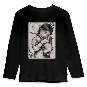 Hidden Darkness – Girl with Demon Skull - Kids' Premium Longsleeve Shirt - black - Front - AI Model Kid Male (0cm)