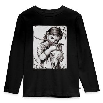 Hidden Darkness – Girl with Demon Skull - Kids' Premium Longsleeve Shirt - black - Front - AI Model Kid Male (0cm)