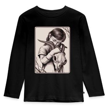 Hidden Darkness – Girl with Demon Skull - Kids' Premium Longsleeve Shirt - black - Front - AI Model Kid Male (0cm)