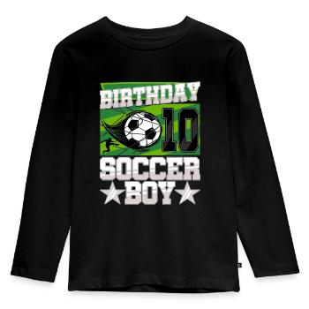 10th birthday Boy Soccer 10 Years Old Gifts - Kinder Premium Bio Langarmshirt - Schwarz - Vorne - AI Model Kid Male (0cm)