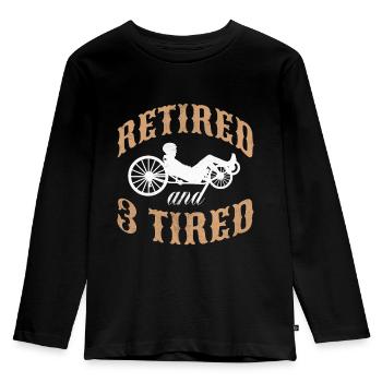 Retraité et trois motards décontractés fatigués Retraite - T-shirt manches longues Premium Enfant - noir - Devant - AI Model Kid Male (0cm)