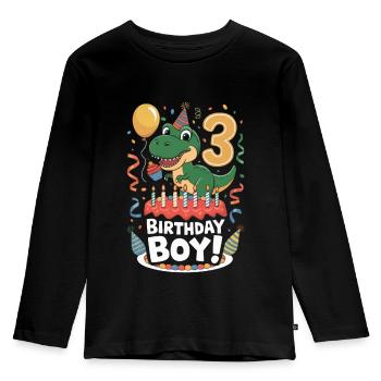 Dinosaure 3ème Anniversaire Anniversaire Garçon 3 - T-shirt manches longues Premium Enfant - noir - Devant - AI Model Kid Male (0cm)