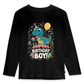 dinosaure anniversaire garçon - T-shirt manches longues Premium Enfant - noir - Devant - AI Model Kid Male (0cm)