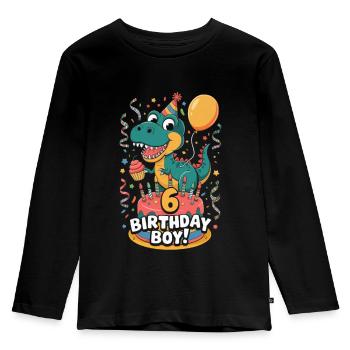 Dinosaure 6ème Anniversaire Garçon 6 - T-shirt manches longues Premium Enfant - noir - Devant - AI Model Kid Male (0cm)