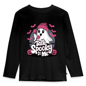 Halloween Ghost Funny Talk Effrayant pour moi - T-shirt manches longues Premium Enfant - noir - Devant - AI Model Kid Male (0cm)