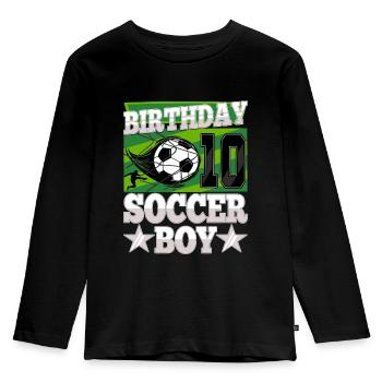 10th birthday Boy Soccer 10 Years Old Gifts - Kinder Premium Bio Langarmshirt - Schwarz - Vorne - AI Model Kid Male (0cm)