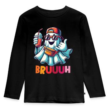 Scary funny halloween ghost - Kids' Premium Longsleeve Shirt - black - Front - AI Model Kid Male (0cm)