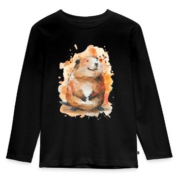 Biber - Kinder Premium Bio Langarmshirt - Schwarz - Vorne - AI Model Kid Male (0cm)